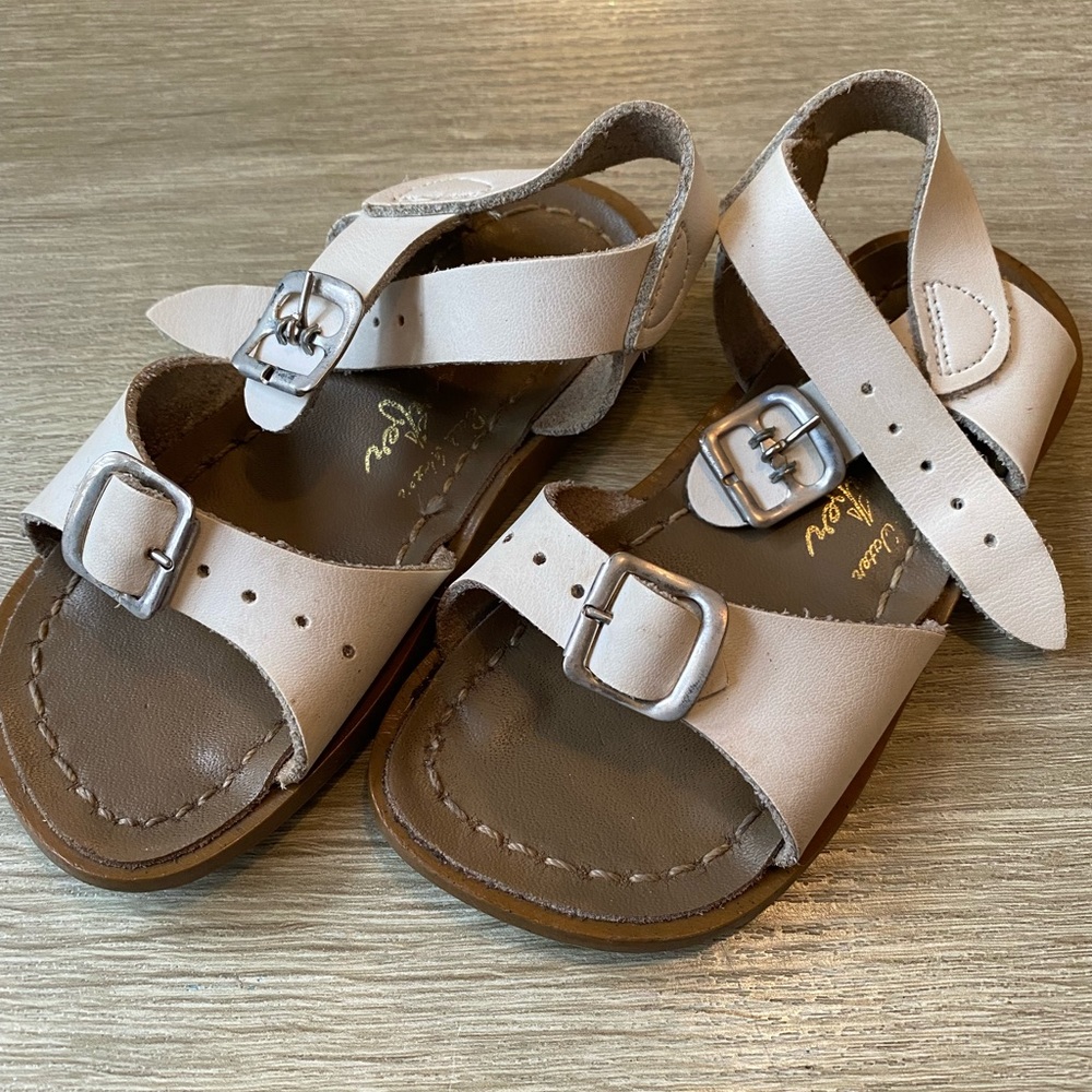Salt Water Sandals - white leather - toddler size 7 - used